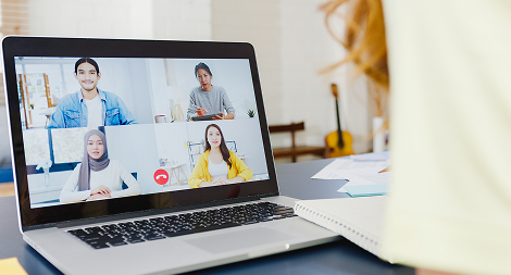 Learn Masters businesswoman using laptop talk colleagues about plan video call meeting while working from home living room self isolation social distancing quarantine corona virus prevention 1