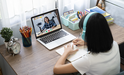 Learn Masters girl studying online laptop home 1
